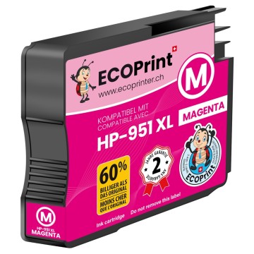 ECOPrinter HP 951M | Cartouche ECOPrinter équivalent à HP 951XL  | Famille HP 950 / HP 951 | Magenta (M) | 1'500 pages
