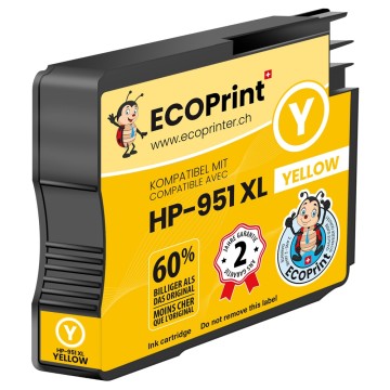 ECOPrinter HP 951Y | Cartouche ECOPrinter équivalent à HP 951XL  | Famille HP 950 / HP 951 | Jaune (Y) | 1'500 pages