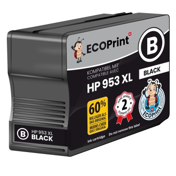 ECOPrinter HP 953BK | Cartouche ECOPrinter équivalent à HP 953XL  | Famille HP 953 | Noir (BK) | 2'200 pages