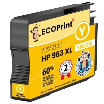ECOPrinter HP 963Y | Cartouche ECOPrinter équivalent à HP 963XL  | Famille HP 963 | Jaune (Y) | 1'600 pages