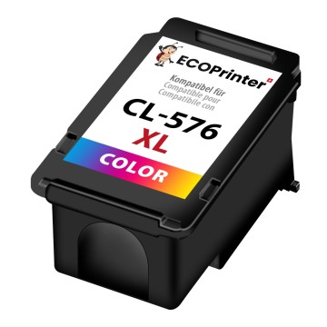ECOPrinter Canon 576C | Cartouche ECOPrinter équivalent à Canon CL-576XL Couleur  | Famille Canon PG-575 / CLI-576 | 3 Couleurs (3C) | 400 pages