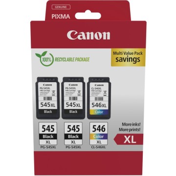 CANON PG545/CL546 | Pack cartouches d'encre XL Canon PG545/CL546 | Pixma iP2850 | Noir/color | 2xBKXL & 1xCMYXL