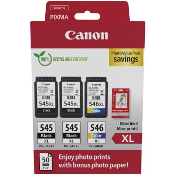CANON PGCL545/546 | Photo valuepack XL Canon PGCL545/546 | Pixma iP2850 | Noir/color | 2xBKXL & 1xCMYXL