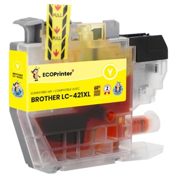 ECOPrinter Brother 421XLY | Cartouche ECOPrinter équivalent à Brother LC-421XL   | Famille Brother LC-421 | Jaune (Y) | 500 pages