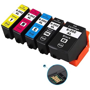 ECOPrinter Epson 202P1 | Pack de 5 cartouches ECOPrinter équivalent à Epson 202 XL  | Famille Epson 202 | 1 noir et 4 Couleurs individuelles | 550/800/650 pages