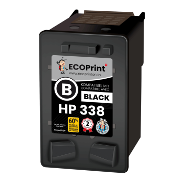 ECOPrinter HP 338BK | Cartouche ECOPrinter équivalent à HP 338  | Famille HP 336/7/8/9 342/3/4 | Noir (BK) | 660 pages