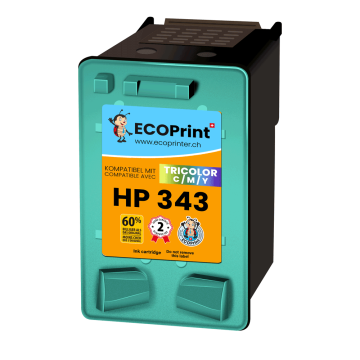 ECOPrinter HP 343C | Cartouche ECOPrinter équivalent à HP 343 | Famille HP 336/7/8/9 342/3/4 | 3 Couleurs (3C) | 480 pages