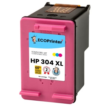 ECOPrinter HP 304C | Cartouche ECOPrinter équivalent à HP 304 XL | Famille HP 304 | 3 Couleurs (3C) | 400 pages