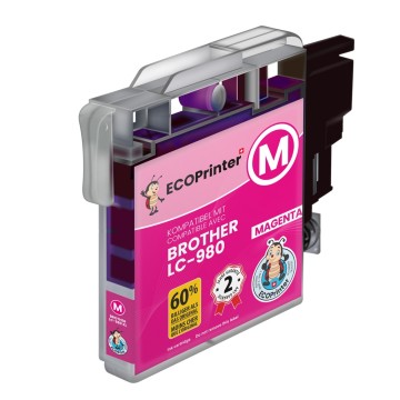 ECOPrinter Brother 980M | Cartouche ECOPrinter équivalent à Brother LC-980   | Famille Brother LC-980 LC-1100 | Magenta (M) | 475 pages