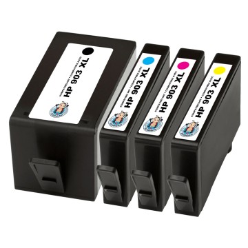 ECOPrinter HP 903P1 | Pack de 4 cartouches ECOPrinter équivalent à HP 903 XL | Famille HP 903 | 1 Noir et 3 Couleurs individuelles | 950/900 pages