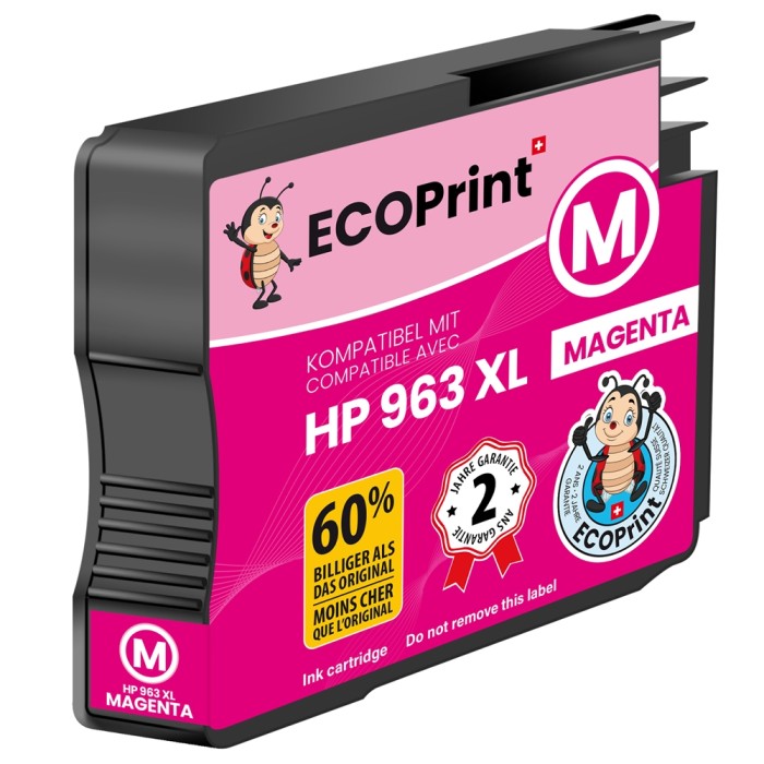 ECOPrinter HP 963M | Cartouche ECOPrinter équivalent à HP 963XL  | Famille HP 963 | Magenta (M) | 1'600 pages