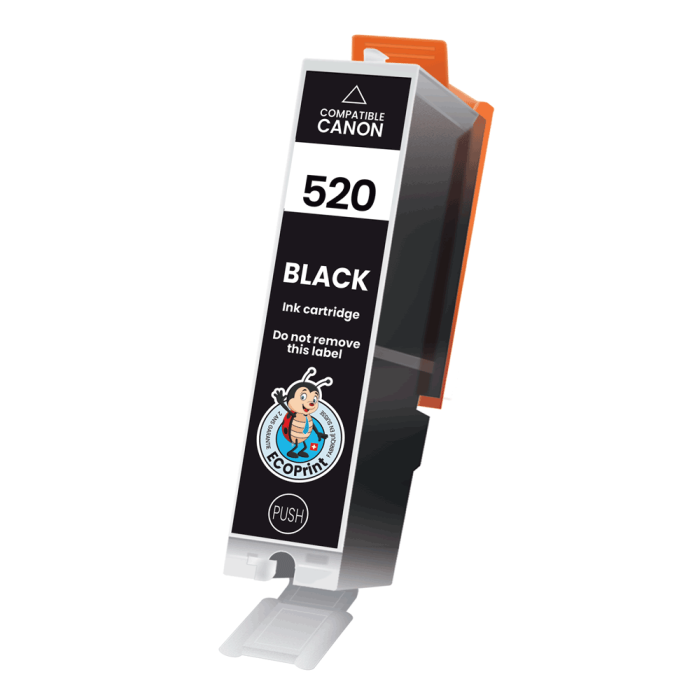ECOPrinter Canon 520BK | Cartouche ECOPrinter équivalent à Canon PGI-520   | Famille Canon PGI-520 / CLI-521 | Noir (BK) | 324 pages