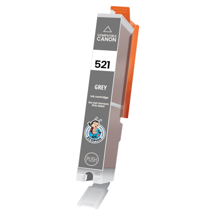 ECOPrinter Canon 521G | Cartouche ECOPrinter équivalent à Canon CLI-521 | Famille Canon PGI-520 / CLI-521 | Gris (G) | 1'395 pages