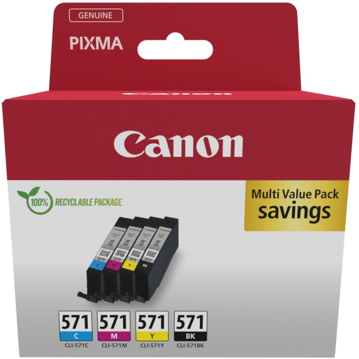 CANON CLI-571 | Pack cartouches d'encre Canon CLI-571 | PIXMA MG5750 | BKCMY | 7ml