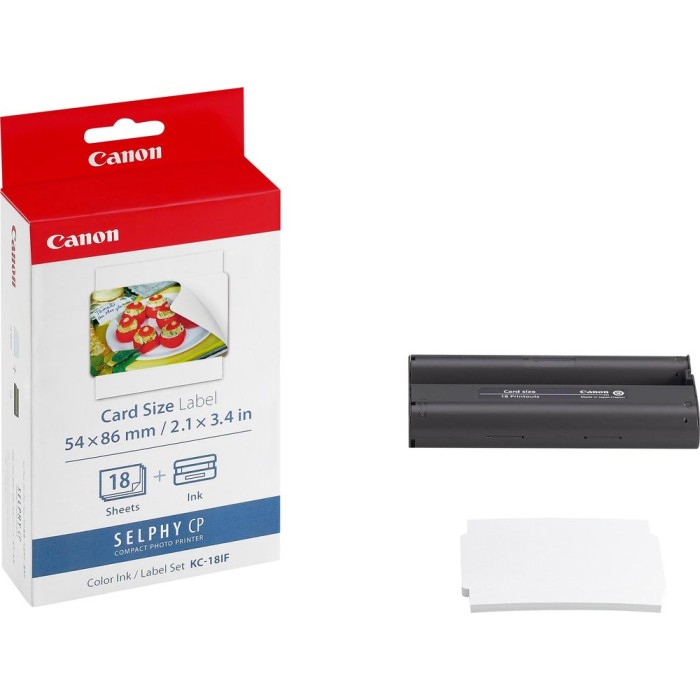 CANON KC18IF | Cassette d'encre couleur/étiquette 8,6x5,4cm Canon KC18IF | Selphy CP 100 | Autocollant Carte de Visite | 18 feuilles