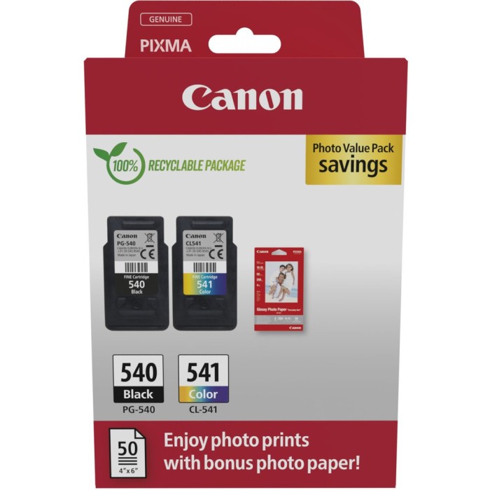 CANON PG540/CL541a | Photo value pack Canon PG540/CL541a | PIXMA MG2150 | Noir/color | 2x8ml