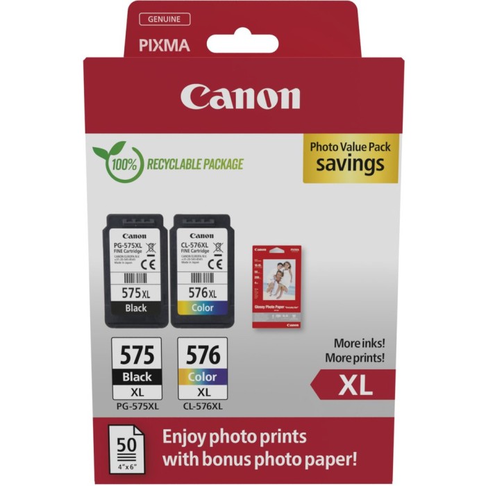 CANON PG575-CL576 | Photo value pack XL Canon PG575-CL576 | Pixma TR4750i | BKCMY | GP-501 50Bl.