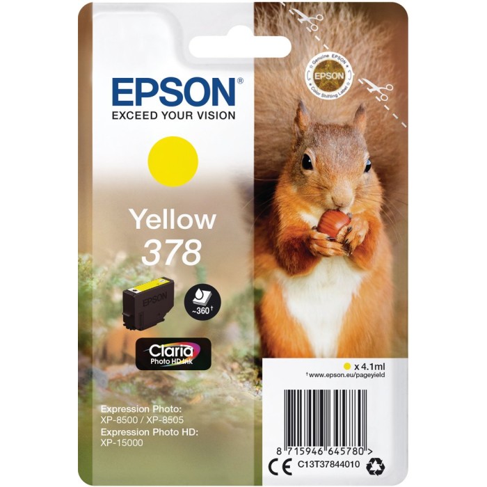 EPSON T378440 | Cartouche d'encre Epson 378 | XP-8500/8505/15000 (Écureuil) | Jaune (Y) | 360 pages