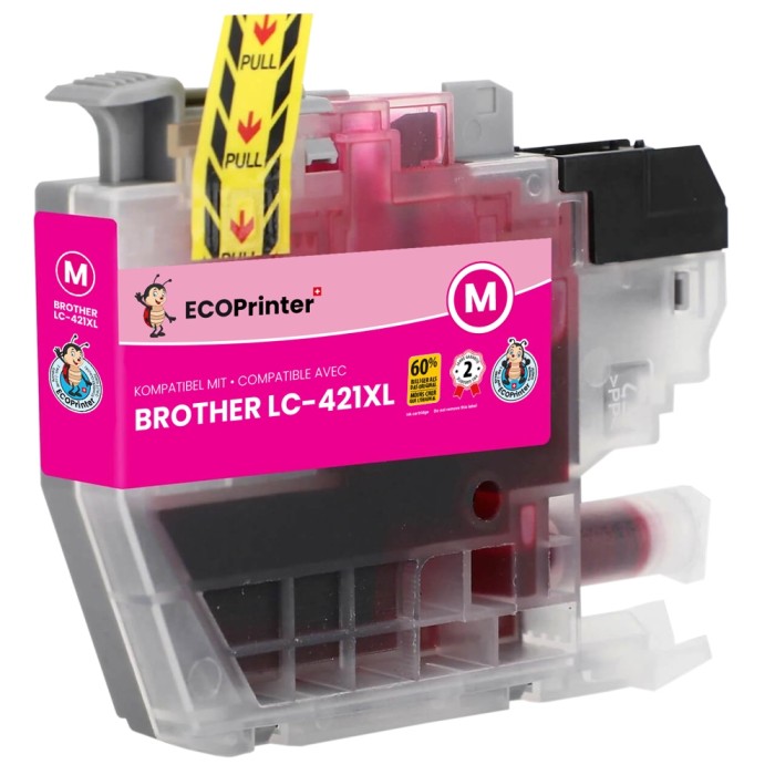 ECOPrinter Brother 421XLM | Cartouche ECOPrinter équivalent à Brother LC-421XL   | Famille Brother LC-421 | Magenta (M) | 500 pages