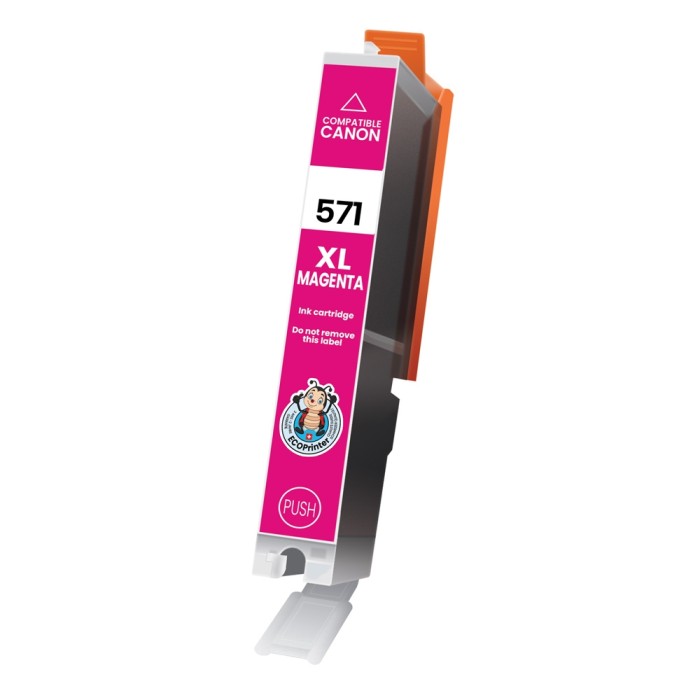 ECOPrinter Canon 571M | Cartouche ECOPrinter équivalent à Canon CLI-571 XL   | Famille Canon PGI-570 / CLI-571 | Magenta (M) | 800 pages