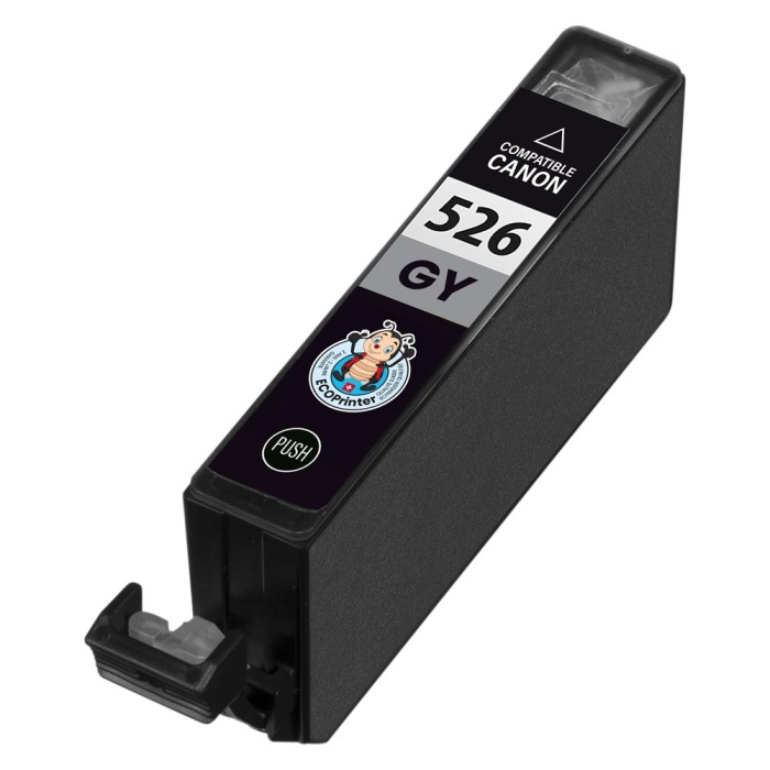 ECOPrinter Canon 526GY | Cartouche ECOPrinter équivalent à Canon CLI-526 | Famille Canon PGI-525 / CLI-526 | Gris (G) | 175 pages