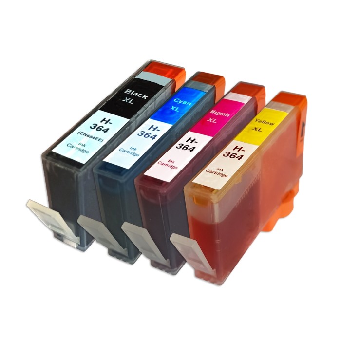 ECOPrinter HP 364P1 | Pack de 4 cartouches ECOPrinter équivalent à HP 364 XL | Famille HP 364 | 1 Noir et 3 Couleurs individuelles | 550/750 pages
