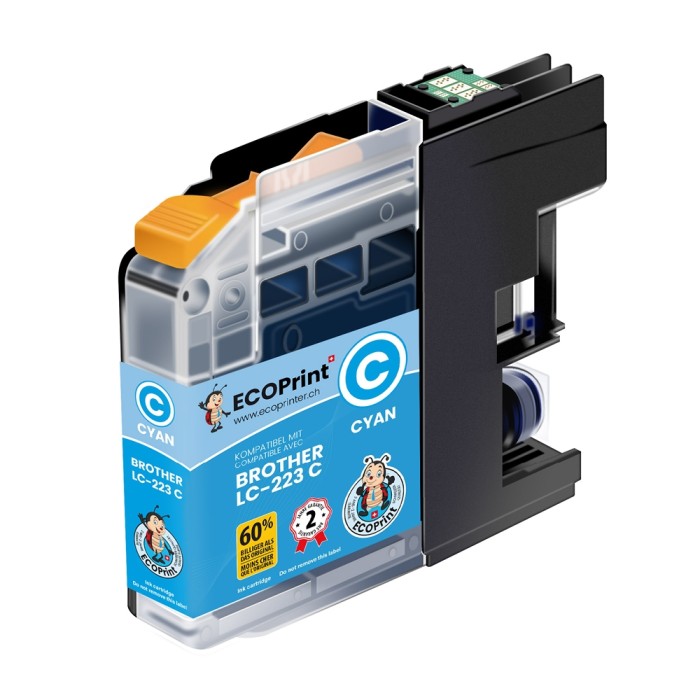 ECOPrinter Brother 223C | Cartouche ECOPrinter équivalent à Brother LC-223  | Famille Brother LC-223 | Cyan (C) | 700 pages