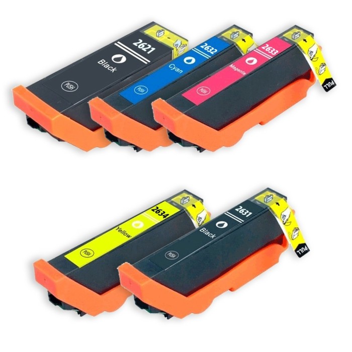 ECOPrinter Epson 426P1 | Pack de 5 cartouches ECOPrinter équivalent à Epson T26 | Famille Epson T26 | 1 noir et 4 Couleurs individuelles | 500/400/700 pages