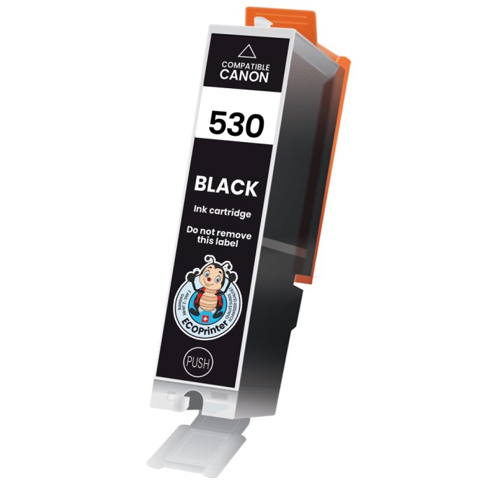 ECOPrinter Canon 530BK | Cartouche ECOPrinter équivalent à Canon PGI-530   | Famille Canon PGI-530 / CLI-531 | Noir (BK) | 26.5ml