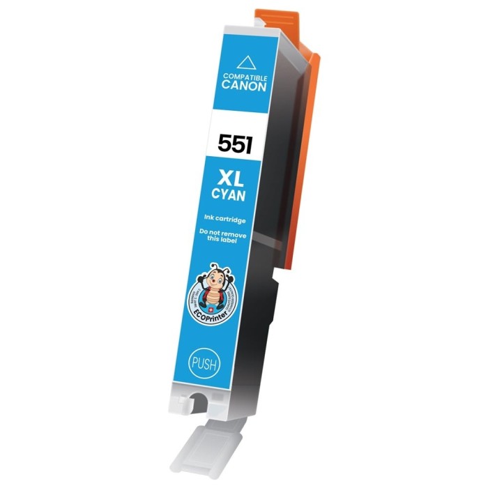 ECOPrinter Canon 551C | Cartouche ECOPrinter équivalent à Canon CLI-551 XL   | Famille Canon PGI-550 / CL-551 | Cyan (C) | 695 pages