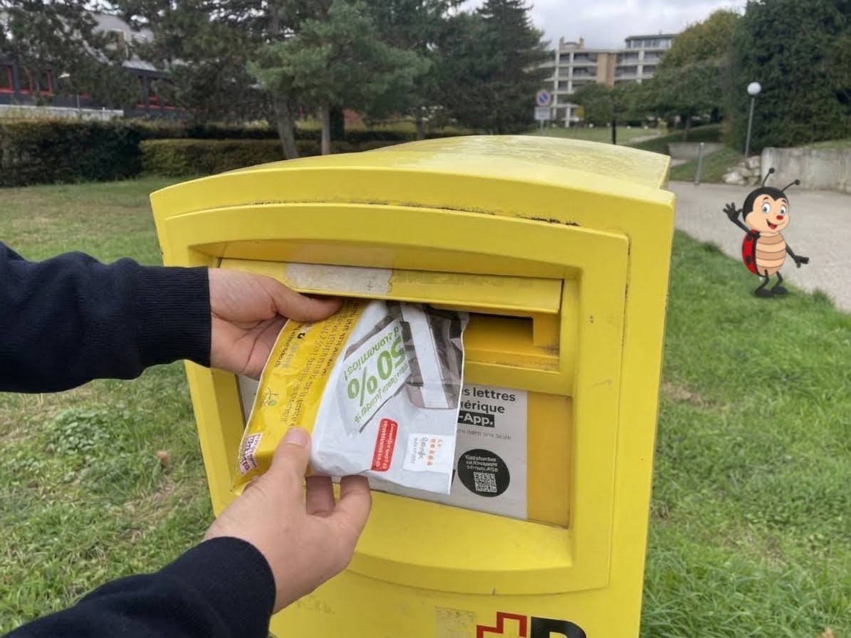 Dépôt de la pochette dans une boîte aux lettres